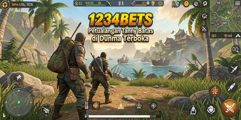 Screenshot gameplay 1234BETS menampilkan petualangan di dunia terbuka.