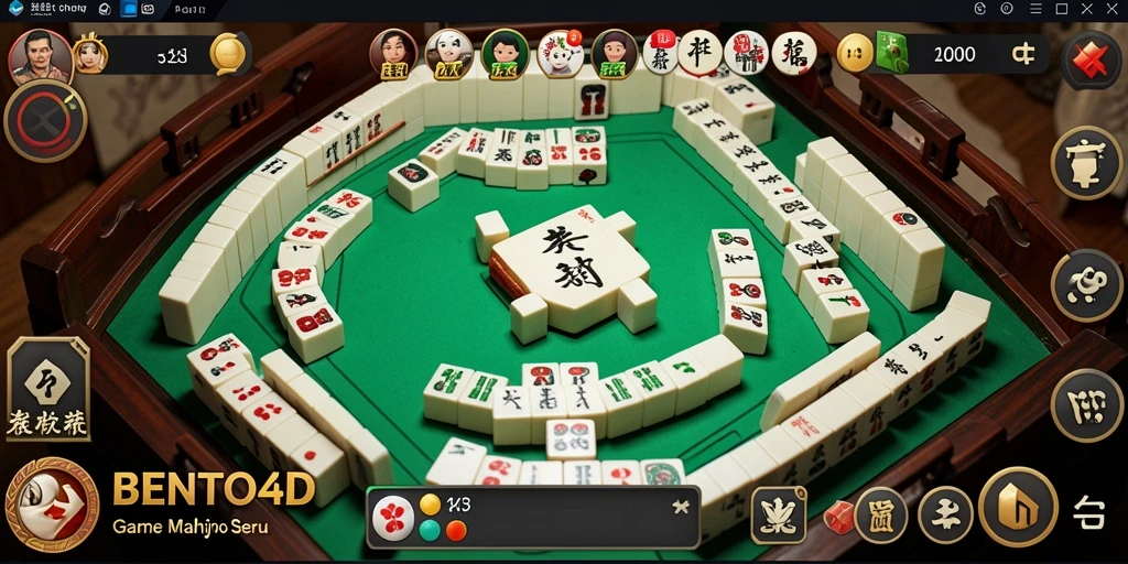 Gameplay BENTO4D yang seru dengan desain batu Mahjong.