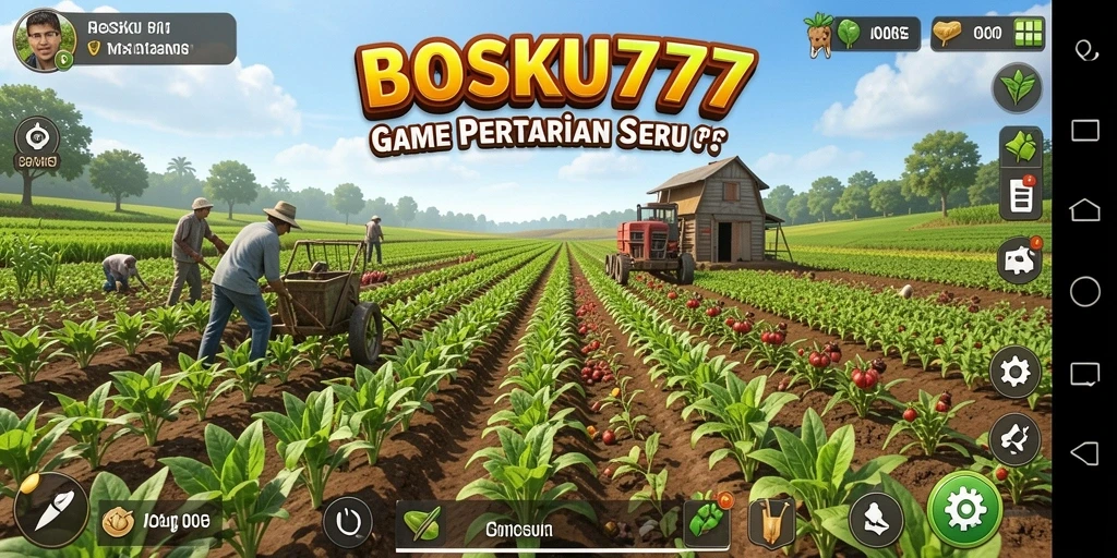 Tangkapan layar BOSKU777 menampilkan aktivitas pertanian yang seru.