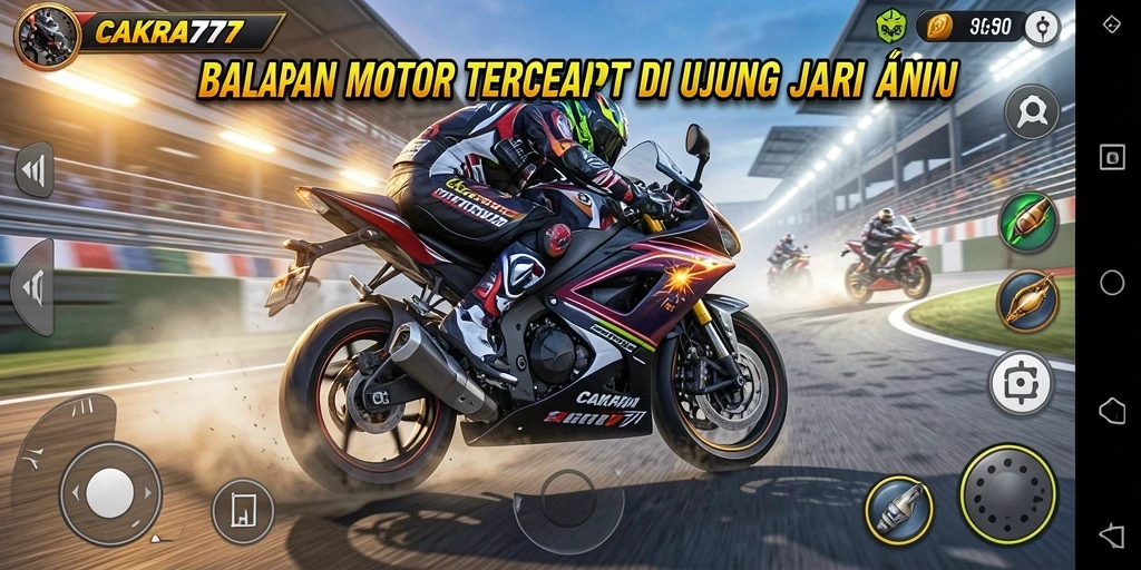 Tampilan gameplay balapan motor yang seru di CAKRA777.