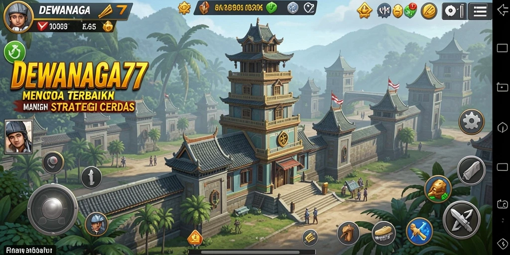 Tampilan gameplay intens dari DEWANAGA77 dengan menara dan musuh.