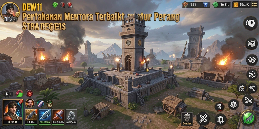 Screenshot gameplay DEWI11 menampilkan serangan mendebarkan dalam Tower Defense.