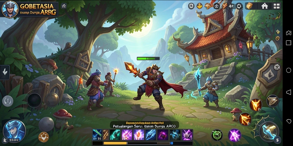 Screenshot gameplay seru GOBETASIA dengan pertarungan epik.