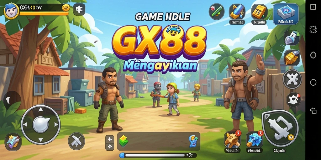 Screenshot gameplay GX88 menampilkan manajemen karakter dalam permainan Idle.