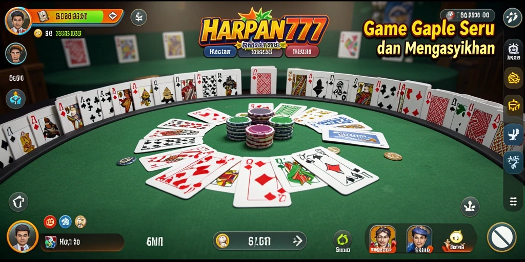 Screenshot gameplay HARAPAN777 menampilkan suasana permainan Gaple yang menarik dan kompetitif.