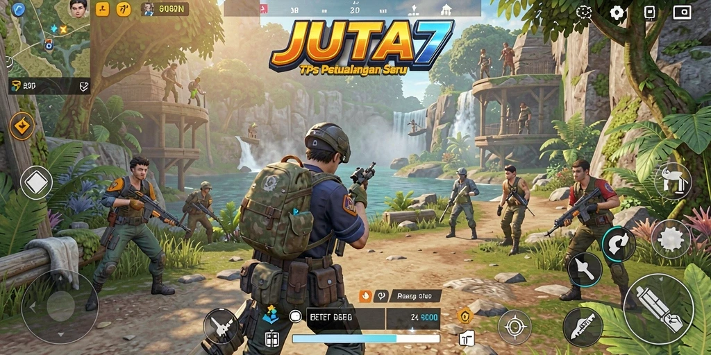 Tangkapan layar gameplay yang penuh aksi di JUTA7.