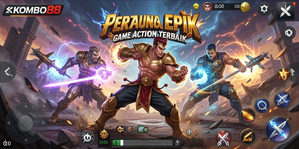Tampilan menakjubkan dari gameplay Action di KOMBO88.