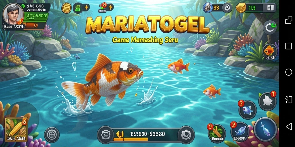 Tangkapan layar gameplay terlihat menampilkan aksi memancing yang seru.