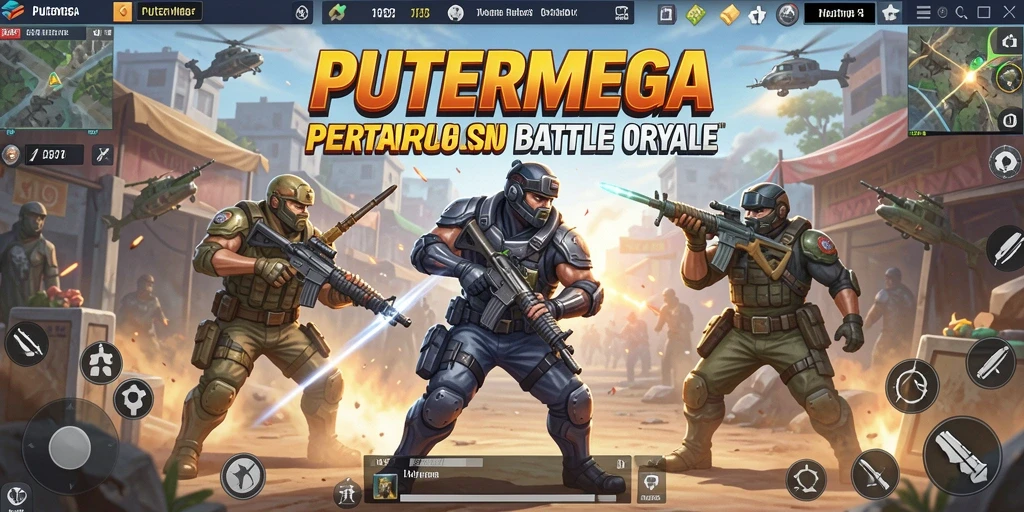 Tampilan aksi seru dalam permainan Battle Royale PUTERMEGA.