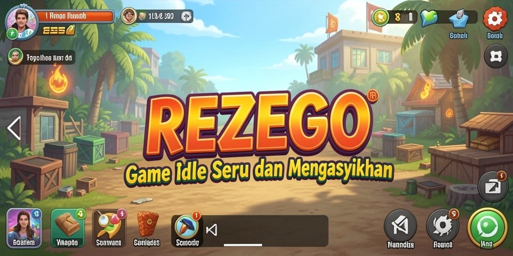 Screenshot utama REZEGO menampilkan aksi seru dalam gameplay Idle.