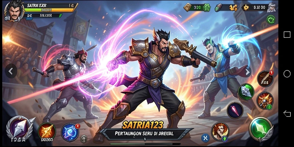 Tangkapan layar SATRIA123 yang menampilkan intensitas pertarungan di arena.