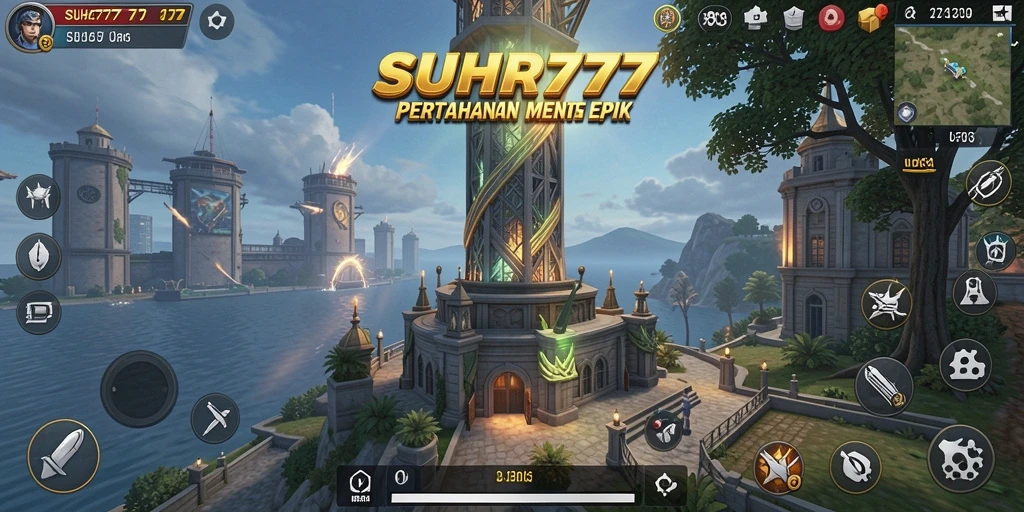 Tampilan gameplay menakjubkan di <strong>Suhu777</strong> saat melindungi menara dari serangan musuh.