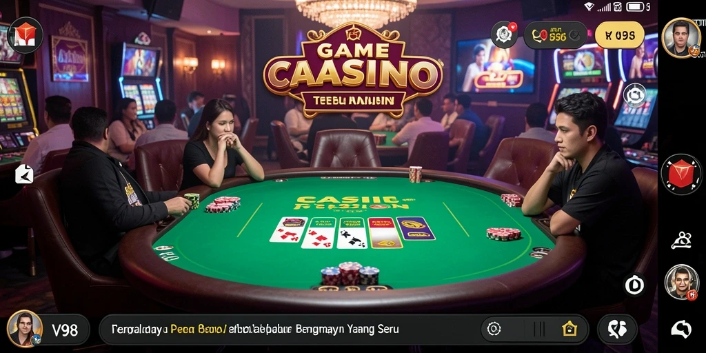 Screenshot utama V98 menampilkan gameplay Live Casino yang interaktif.